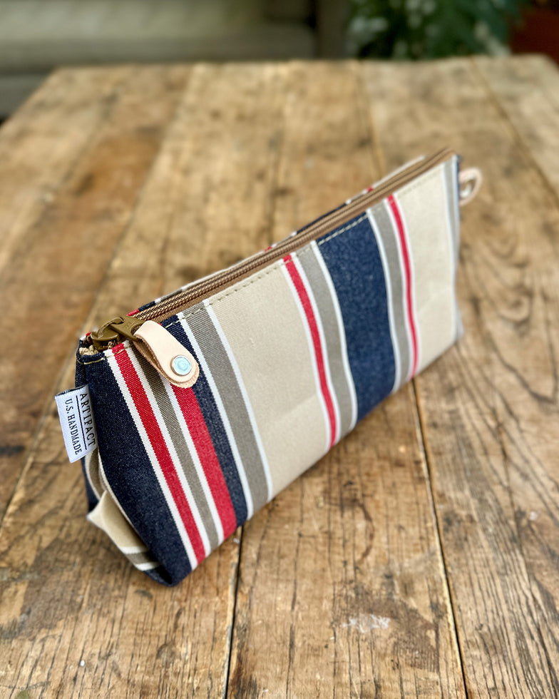 Knitting & Crochet Zip Pouch - Upcycled Boardwalk Stripe