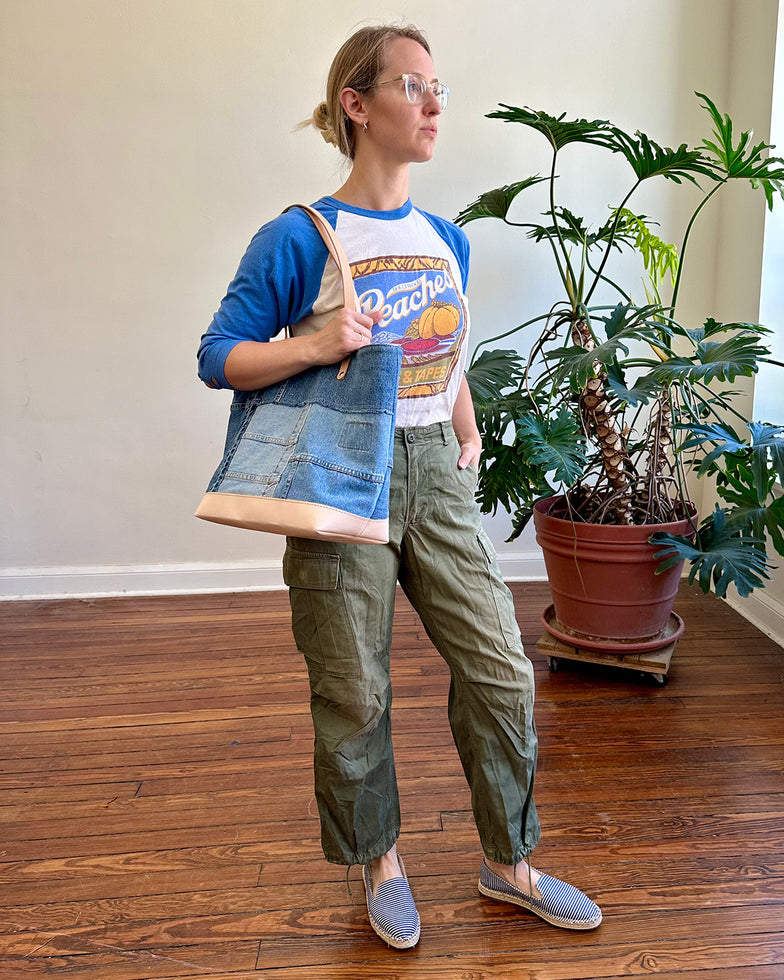 No. 001 / 003 Tote in Upcycled Vintage Denim Patchwork