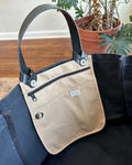 Black Leather Tabs on our No.175 Tote