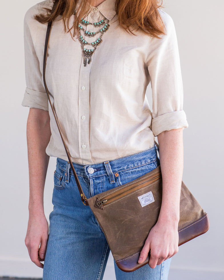Small Crossbody Bag in Waxed Canvas