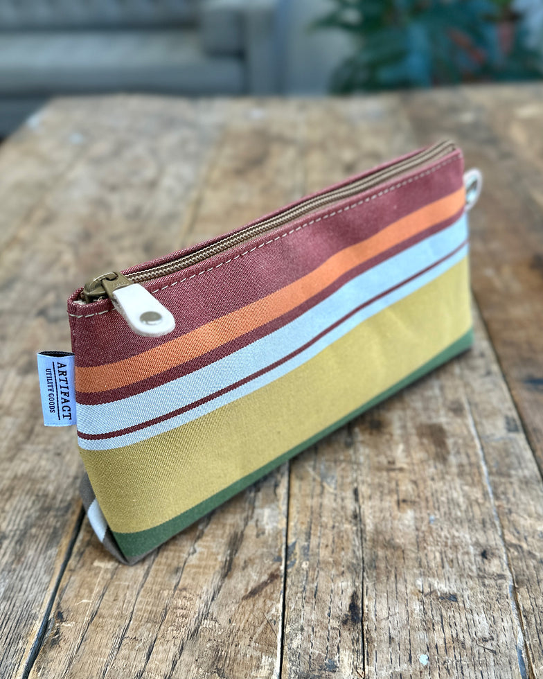 Zip Pouch in Upcycled Vintage Awning - Horizontal Stripe
