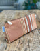 Zip Pouch in Upcycled Vintage Awning - Paprika Stripe