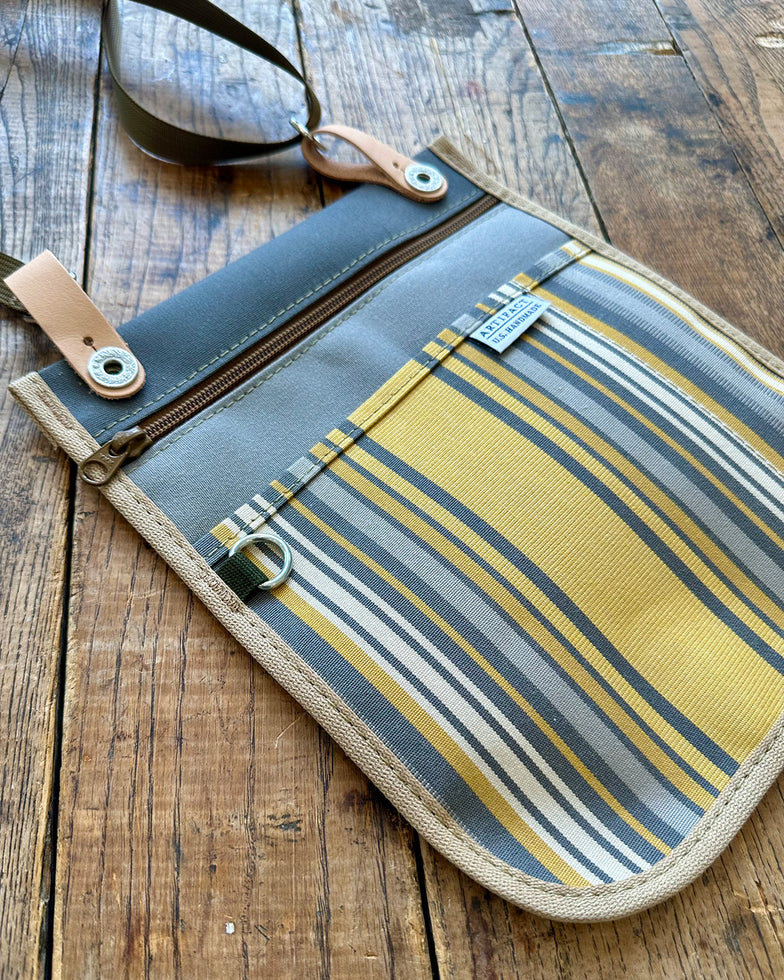 Slim Crossbody & Tote Organizer in Upcycled Awning - Steel