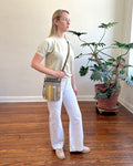Slim Crossbody & Tote Organizer in Upcycled Awning - Steel