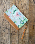 Zippered Pouch & Wristlet in Dove Bloom