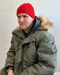 Red Cotton Knit Beanie Cap