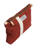 Zip Pouch in Antique Upcycled Awning Cloth - Brick Stripe