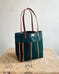 Day Tote in Upcycled Awning Material & Canvas - Green Repp Stripe