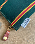 Zip Pouch in Upcycled Awning Cloth - Green Repp Stripe