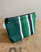 Zip Pouch in Antique Upcycled Awning Cloth - Green Black