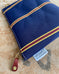 Zip Pouch in Upcycled Awning Cloth - Navy Repp Stripe