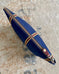 Zip Pouch in Upcycled Awning Cloth - Navy Repp Stripe