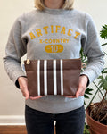 Zip Pouch in Upcycled Antique Awning Canvas