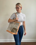Zipper Tote From Antique Upcycled Canvas