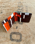Bifold Wallet in Upcycled Antique Awning - Brown 70's Stripe