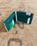 Bifold Wallet in Upcycled Antique Awning - Green Black