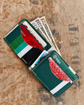 Bifold Wallet in Upcycled Antique Awning - Green Black